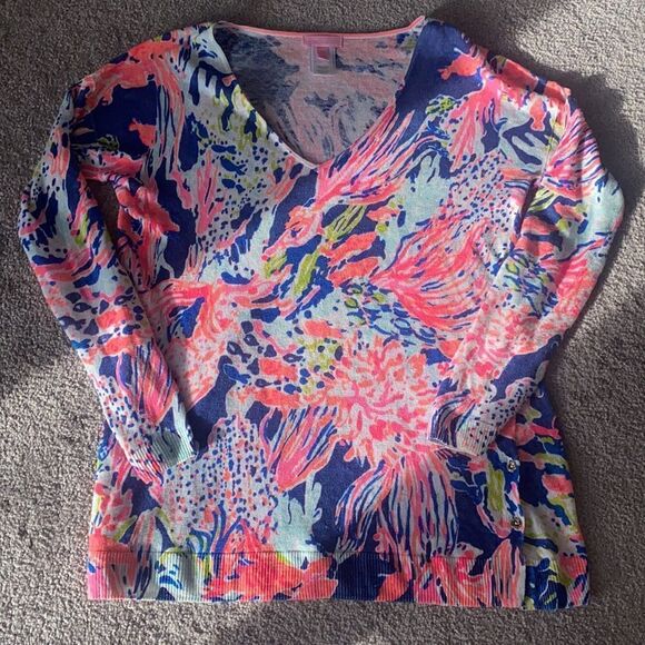 Lilly Pulitzer Liesel “Sunken Treasure” Linen Sweater! - Picture 11 of 11